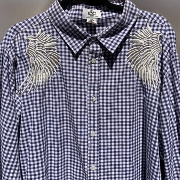 🌻MO7 Most Official 7 Plaid Shirt with Wings Size XL - Picture 4 of 12